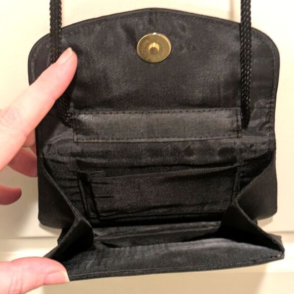 Vintage Black Woven Satin Mini Purse with Strap - Picture 5 of 5